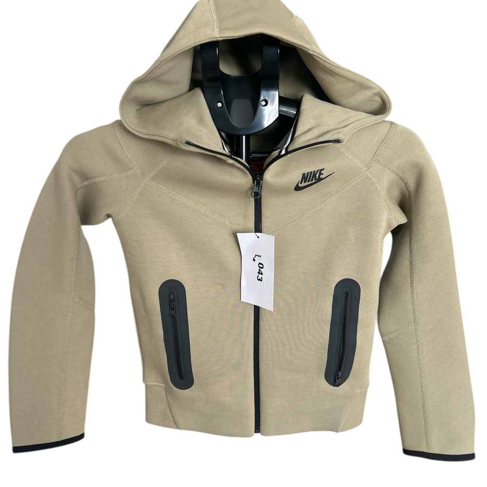 Nike Kids Tech Fleece Full-Zip Hoodie Khaki Black FD3285-276 XS